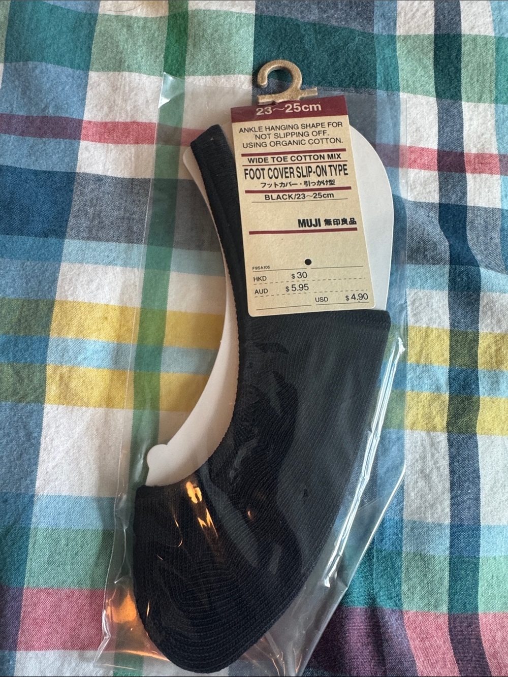 Muji Black No-Show Foot Cover Slip-On Socks